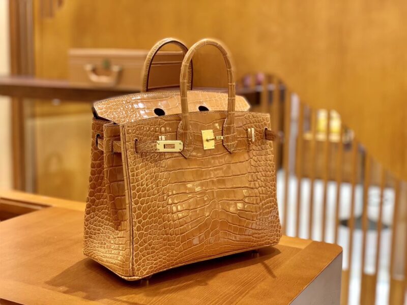 爱马仕 Birkin 铂金包 太妃金 一级皮 美洲鳄鱼皮 臻品级别 金扣 25cm - Image 4