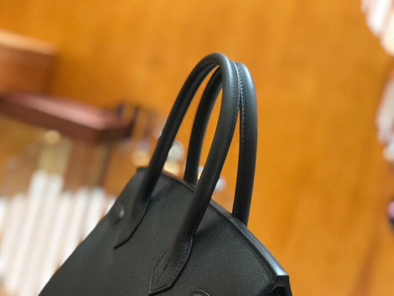 爱马仕 Birkin 30cm 经典黑 Epsom掌纹小牛皮 银扣 原版蜜蜡线 顶级手工缝制 - Image 6