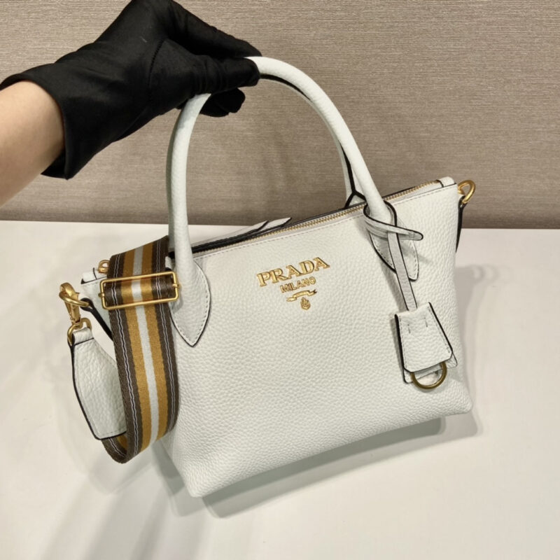 Prada*VitelloDino系列手提斜挎包1BA111白色免检版 - Image 3