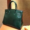 爱马仕 Birkin铂金包 祖母绿 一级皮 湾鳄鱼皮 倒V 进口原料 顶级手缝工艺 30cm