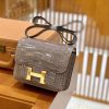 爱马仕 Constance 18cm 一级尼罗鳄鱼皮 81斑鸠灰 高定工序版本 全手工缝制