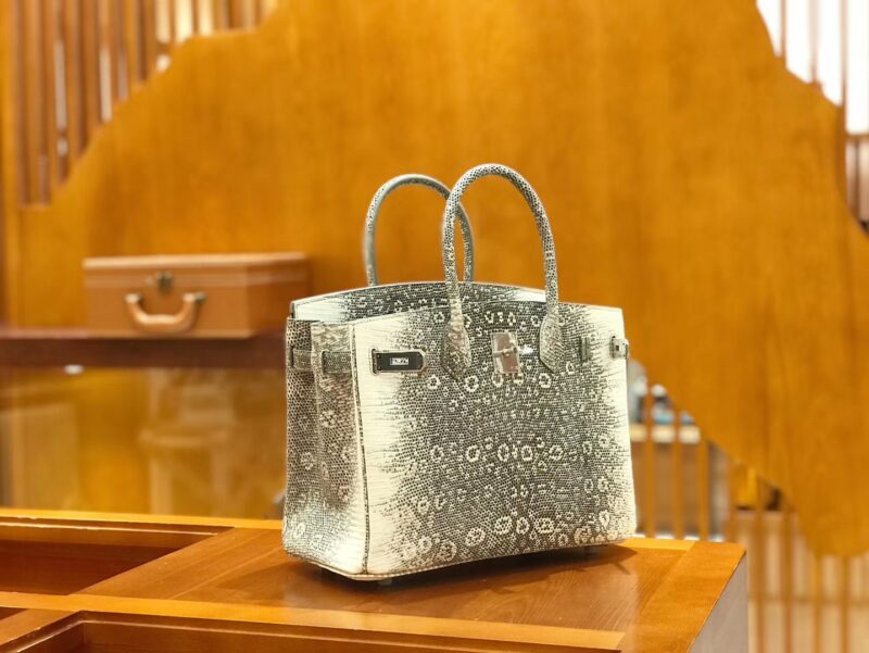 爱马仕 Birkin 30cm 原色 雪花仿蜥蜴皮 仿蜥蜴皮 全手工缝制 稀有