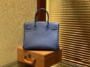 爱马仕 Birkin铂金包 明蓝色 德国进口小牛皮 顶级品质全手工缝制 金扣 30cm