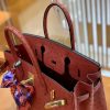 爱马仕 Birkin 30 鸵鸟皮 枣红色 金扣 全手工缝制