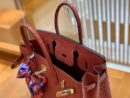爱马仕 Birkin 30 鸵鸟皮 枣红色 金扣 全手工缝制
