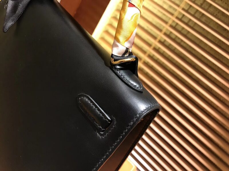 爱马仕 Kelly 25 28(凯莉包)黑色 德国进口 box牛皮 原版蜜蜡线 全手工缝制 - Image 3