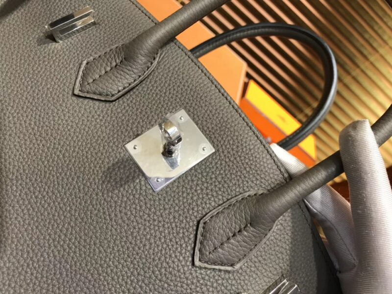 爱马仕 Birkin 30cm ( 铂金包) Togo小牛皮 锡器灰 原版蜜蜡线 全手工缝制 - Image 6