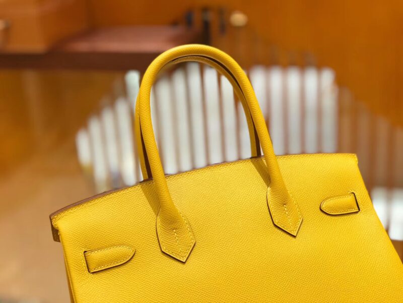 爱马仕 Birkin 30cm 琥珀黄 Epsom掌纹小牛皮 金扣 原版蜜蜡线 顶级手工缝制 - Image 5