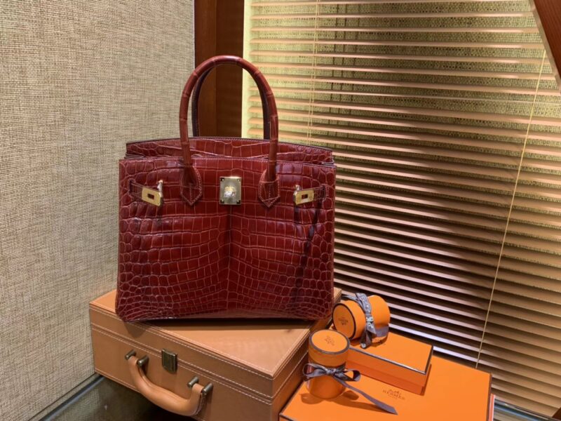 爱马仕 Birkin铂金包 板栗棕 一级皮 尼罗鳄鱼 进口原料 顶级手缝工艺 30cm - Image 7