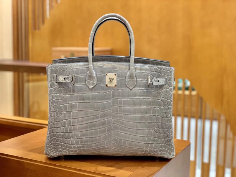爱马仕 Birkin 35cm 巴黎灰 银扣 一级皮 尼罗鳄鱼皮 臻品级别