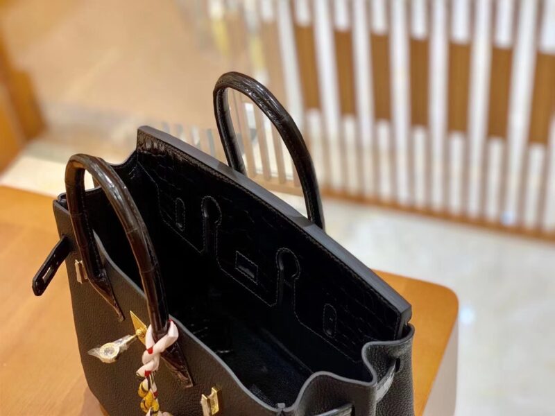 爱马仕 Birkin Touch 25cm 经典黑 鳄鱼皮拼Togo皮 金扣 原版蜜蜡线 顶级手缝 - Image 4