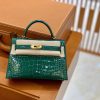 dcbe76ae806cfe5.jpg 爱马仕 Mini Kelly 迷你凯莉 翡翠绿 一级美洲鳄鱼皮 臻品级别 金扣 19cm