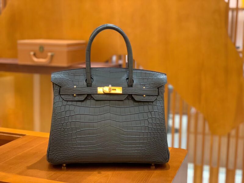 爱马仕 Birkin 30cm 雾面 尼罗鳄鱼皮 锡器灰 金扣 全手工缝制