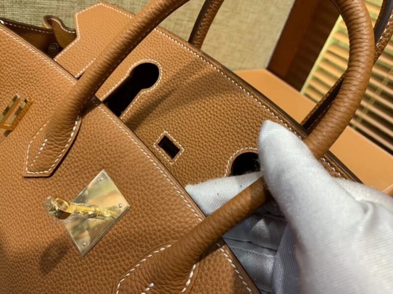 爱马仕 Birkin 30cm ( 铂金包) Togo小牛皮 金棕 原版蜜蜡线 全手工缝制 - Image 7