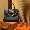 爱马仕 Birkin 铂金包 经典黑 鳄鱼皮拼德国togo牛皮 全手工缝制 金扣 30cm
