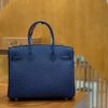 de13c1a2b16edc3.jpg 爱马仕 Birkin 铂金包 深蓝色 鸵鸟皮 手缝工艺 金扣 30cm 现货