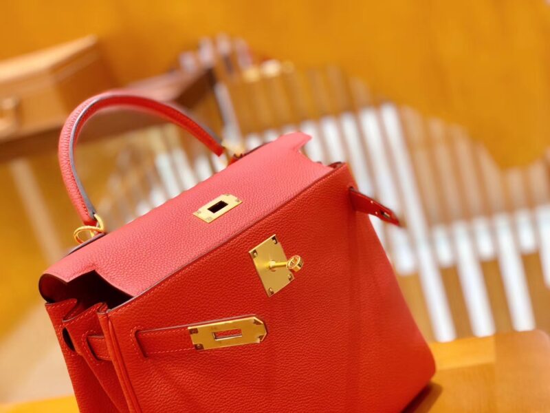 爱马仕 Kelly 28cm 蕃茄红 金扣 Togo牛皮 全手工缝制 现货 - Image 5