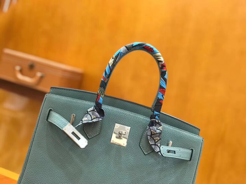 爱马仕 Birkin 30cm 天青色 进口togo小牛皮 蜡线 全手工缝制 - Image 4