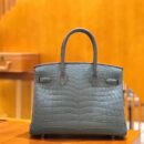 爱马仕 Birkin 30cm 海鸥灰 尼罗鳄鱼皮 金扣 原版蜜蜡线 顶级手缝 现货