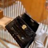 爱马仕 新增现货 迷你凯莉 2代 19cm 亮面鳄鱼 经典黑