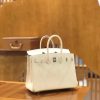 爱马仕 Birkin 25cm 奶昔白 银扣 进口Epsom小牛皮 原版蜜蜡线 顶级工艺缝制