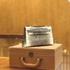 爱马仕 Mini kelly 22cm 原色 仿蜥蜴皮 银扣 原版蜜蜡线 顶级手缝