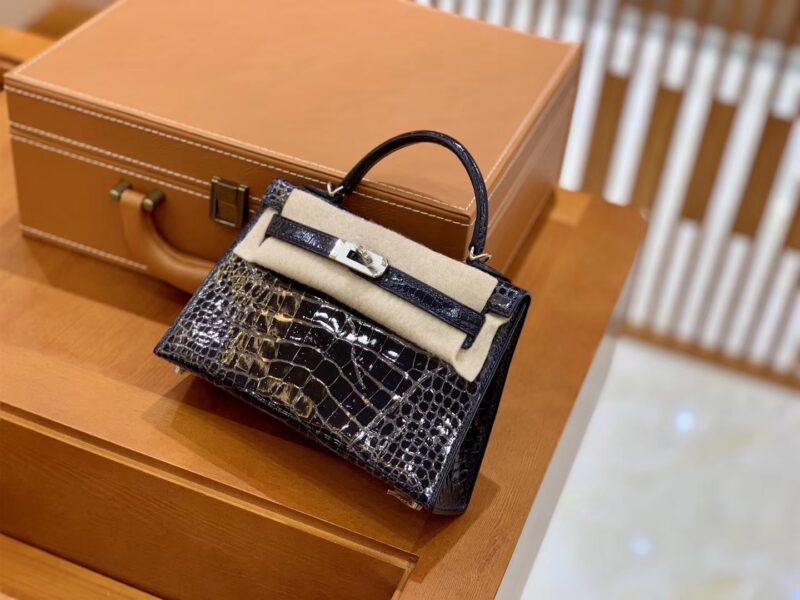 爱马仕 Mini Kelly 19cm 午夜蓝 银扣 一级 美洲 鳄鱼皮 臻品级别 - Image 6