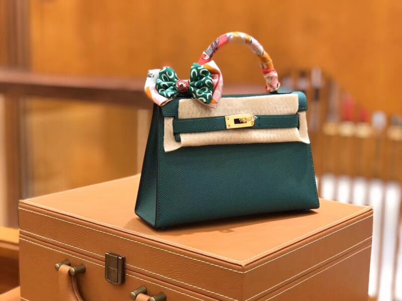 爱马仕 Mini kelly 迷你凯莉 孔雀绿 掌纹小牛皮 全手工缝制 臻品级别 金扣 19cm 现货 - Image 6