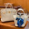爱马仕 Birkin Touch 30cm 奶昔白 金扣 鳄鱼皮拼德国togo牛皮 全手工缝制