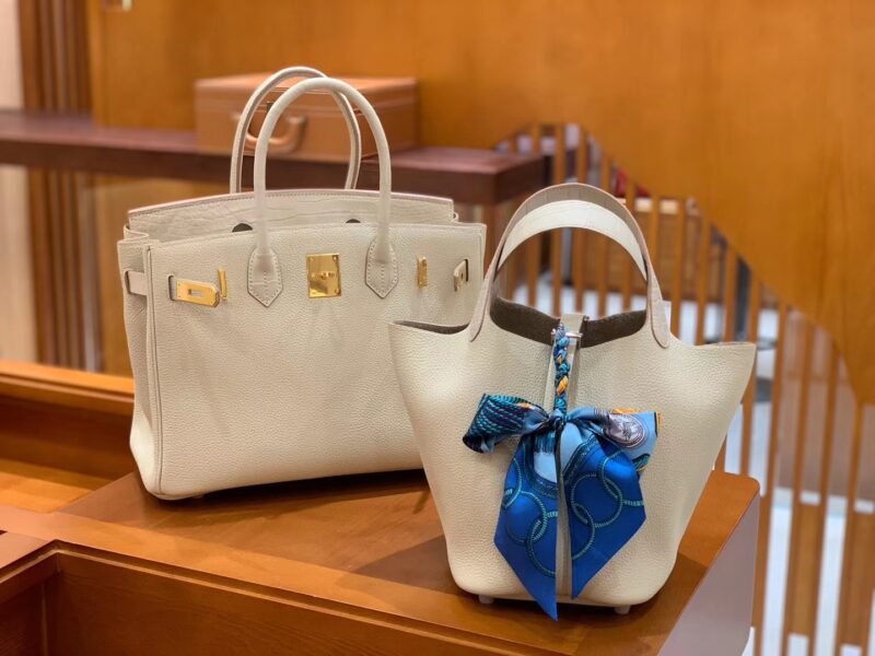 爱马仕 Birkin Touch 30cm 奶昔白 金扣 鳄鱼皮拼德国togo牛皮 全手工缝制 - Image 2