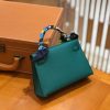 爱马仕 Mini Kelly 二代 19cm 进口掌纹牛皮 Z6孔雀绿 全手工缝制 高订鳄鱼工序