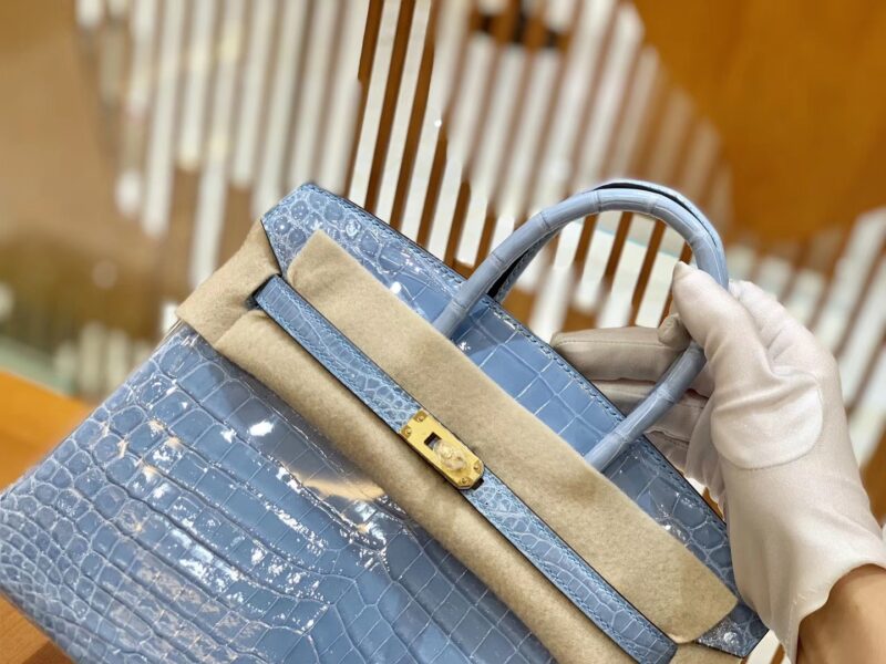 爱马仕 Birkin 铂金包 北方蓝 一级皮 尼罗鳄鱼皮 臻品级别 金扣 25cm - Image 6