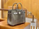 爱马仕 Birkin 铂金包 斑鸠灰 倒V 一级皮 湾鳄鱼皮 臻品级别 银扣 30cm