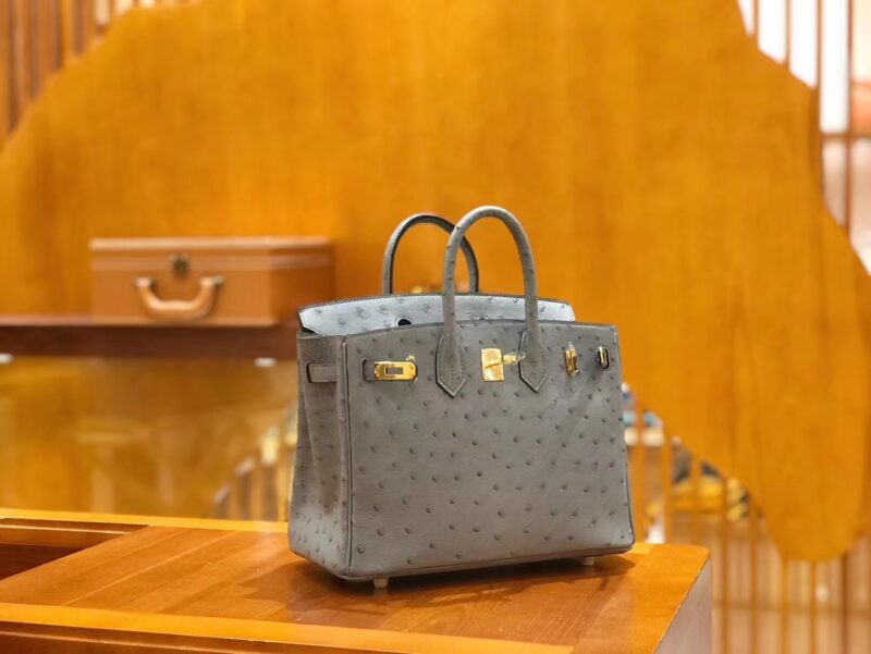 爱马仕 新增现货 Birkin 25cm 玛瑙灰 南非KK级鸵鸟皮 金扣 原版蜜蜡线 顶级手工缝制 - Image 2
