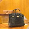爱马仕 Birkin 铂金包 石墨灰 进口一级湾鳄鳄鱼皮 蜡线 全手工缝制 25cm
