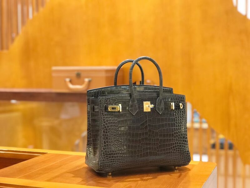 爱马仕 Birkin 铂金包 石墨灰 进口一级湾鳄鳄鱼皮 蜡线 全手工缝制 25cm - Image 2