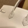 爱马仕 Birkin 25cm ( 铂金包) 掌纹牛皮 奶昔白 原版蜜蜡线 全手工缝制