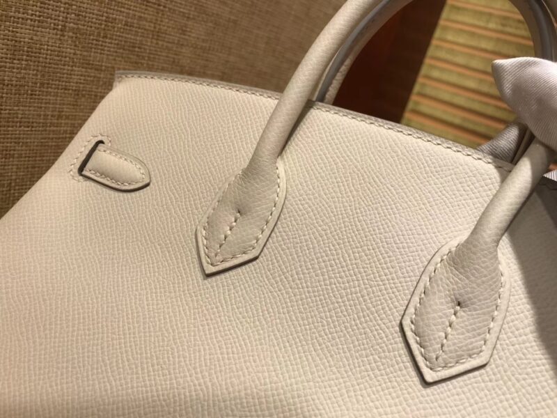 爱马仕 Birkin 25cm ( 铂金包) 掌纹牛皮 奶昔白 原版蜜蜡线 全手工缝制 - Image 2
