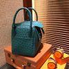 爱马仕 Lindy琳迪包 丝绒绿 南非进口鸵鸟皮 全手工缝制 银扣 30cm