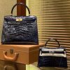 爱马仕 Kelly 凯莉包 午夜蓝 一级皮 尼罗鳄鱼皮 顶级全手工缝制 金扣 28cm