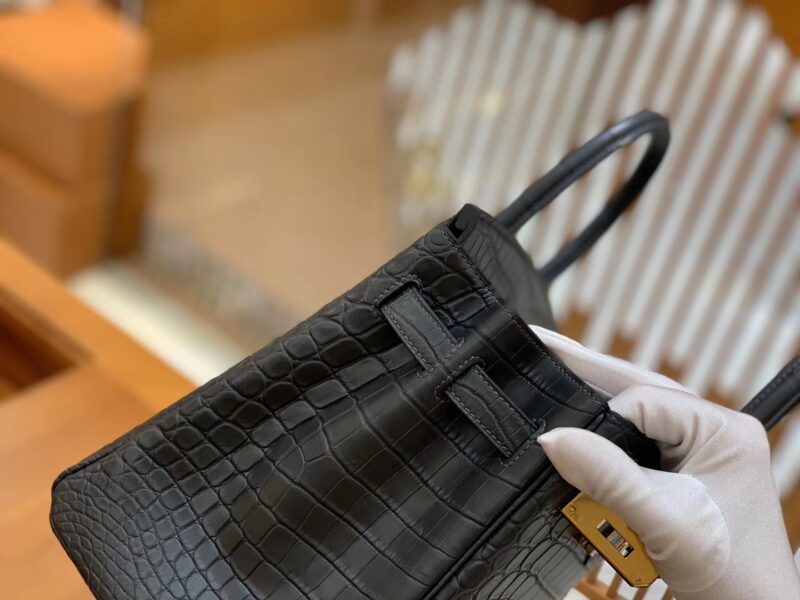 爱马仕 Birkin 30cm 铁灰色 金扣 进口 哑光尼罗鳄鱼皮 全手工缝制 - Image 2