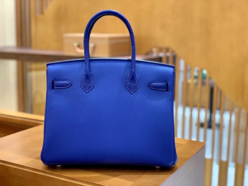 爱马仕 Birkin Touch 铂金包 琉璃蓝 鳄鱼皮拼德国togo牛皮 全手工缝制 金扣 30cm - Image 5