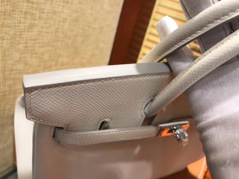 爱马仕 Birkin 25cm ( 铂金包) 掌纹牛皮 奶昔白 原版蜜蜡线 全手工缝制 - Image 3