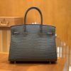 爱马仕 Birkin 30cm 铁灰色 金扣 进口 哑光尼罗鳄鱼皮 全手工缝制