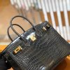 爱马仕 Birkin 铂金包 石墨灰 进口一级湾鳄鳄鱼皮 蜡线 全手工缝制 25cm