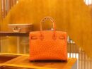 爱马仕 Birkin 30cm 经典橙 鸵鸟皮 全手工缝制