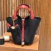 爱马仕 新增现货 Picotin 菜篮子 黑拼红 全手工蜡线缝制 金银扣 18cm