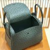 爱马仕 Lindy 26cm 松柏绿 靛蓝 银扣 鸵鸟皮 全手工缝制