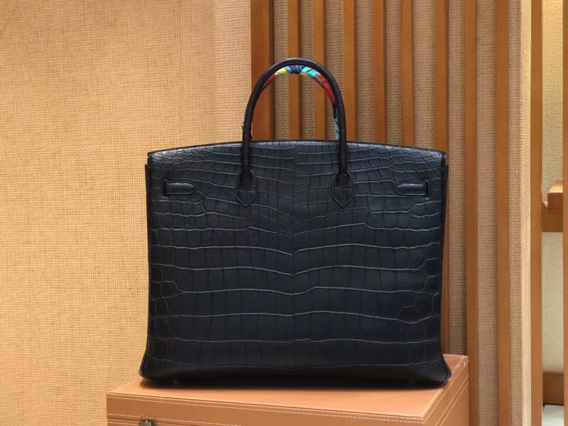 爱马仕 Birkin 铂金包 经典黑 进口一级雾面尼罗鳄鱼皮 蜡线 40cm - Image 3