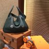 爱马仕 Lindy琳迪包 墨绿色 德国进口togo牛皮 全手工缝制 银扣 30cm
